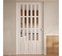 Concertina Foldable Door Customizable Interior Concertinar Door White with Handle, 70 Cm 80 90 100 110 120 130 140 150 Cm Wide Small Saving Acrylic Glass Folding Pleated Doors(#3,110 x 203 cm)
