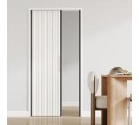 Concertina Foldable Door Folding Privacy Screens Door with Magnetic Closure, Honeycomb Push-Pull Concertinar Retractable Doors for Interior/Outdoor/Room Divider - Trackless(Black White,WxH 85x200cm)