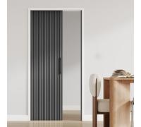 Concertina Foldable Door Folding Privacy Screens Door with Magnetic Closure, Honeycomb Push-Pull Concertinar Retractable Doors for Interior/Outdoor/Room Divider - Trackless(Dark Gray,WxH 150x200cm)