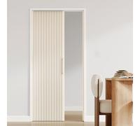 Concertina Foldable Door Folding Privacy Screens Door with Magnetic Closure, Honeycomb Push-Pull Concertinar Retractable Doors for Interior/Outdoor/Room Divider - Trackless(Beige,WxH 170x200cm)