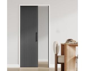 Concertina Foldable Door Folding Privacy Screens Door with Magnetic Closure, Honeycomb Push-Pull Concertinar Retractable Doors for Interior/Outdoor/Room Divider - Trackless(Dark Gray,WxH 60x200cm)