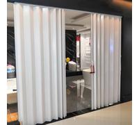 Concertina Foldable Door White Privacy Screens Foldable Partition Door, 170 180 190 200 210 cm High Stores Balcony Sliding Pleated Doors Gate with Magnet Lock for Interior & Outdoor(WxH-150x190cm)