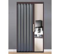 Concertina Folding Door with Lock and Track, Interior Foldable Partition for Doorway and Closet