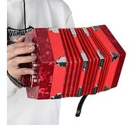 Concertina Instrument, Solid Wood Professional Accordion Concertina for Beginners and Students for Instrument Supplies for Adults(red)