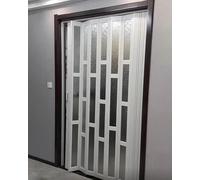 Concertina Retractable Folding Door, Oak Texture Sliding Door for Internal Kitchen, Foldable Privacy Gate with Handle and Hardware, Customizable Screen Door