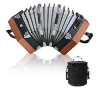 Concertinas,20 Buttons Accordion For Adults Professional Accordion for Beginners, Adjustable Hand Strap, Musical Instrument Accessories With Carrying Bag, Harmonica,Wipe Cloth (wood)