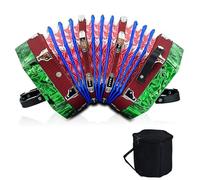 Concertinas,20-key accordion for adults, professional accordion for beginners, adjustable hand straps, instrument accessories (GREEN)