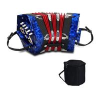 Concertinas,20-key accordion for adults, professional accordion for beginners, adjustable hand straps, instrument accessories (BLUE)