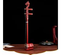 Concerto Grade Sandalwood Erhu with Engraved Dragon Head, Two Stringed Chinese Violin Fiddle Instrument Beautiful Sound for Professional Performance(Wooden shaft)
