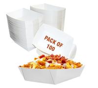 Concession Essentials 2lb White Paper Food Trays - Pack of 100ct