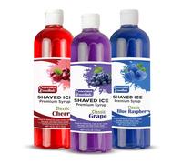 Concession Essentials - 3 Pack Premium Snow Cone Syrup Variety - Cherry, Blue Raspberry & Grape - (3 x 16oz Bottles) - Classic Shaved Ice Flavors for Snow Cones, Slushies & Frozen Treats - Made in the