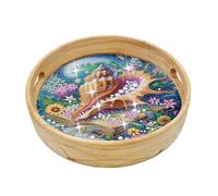 Conch-DIY 5D Diamond Painting Wooden Round Tray with Handle Diamond Art Decorative Tray Perfect for Bed, Patio, BBQ, Coffee Table, Party Decoration