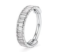 Conch Hoop Earrings Silver Nose Ring Hoop 16G Huggie Earrings Surgical Steel Small Hoop rings Hinged Segment Clicker Ring Conch Piercing Cartilage Earring Lobe Earring with Rectangular CZ 10mm