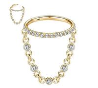 Conch Piercing Jewellery 16G Nose Hoop Ring Gold Septum Rings CZ Seamless Clicker Ring 316L Surgical Steel Cartilage Helix Earrings Dangly Nose Hoop Rook Tragus Lobe Conch Hoop Earring 8mm