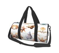 Conch Print Round Duffel Bag, Canvas Overnight Travel Tote Bag, Waterproof and Tear-Resistant.Foldable Weekend Travel Bag