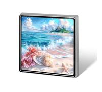 Conch Starfish Wave Beach Square Metal Brooches 1 Inch Memorial Badges Exquisite Decorations Pins for Clothing