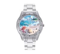 Conch Starfish Wave Beach Vintage Wrist Watches Men's Classic Business Watch Casual Stainless Steel Band for Boyfriend Father