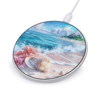 Conch Starfish Wave Beach Wireless Charger Pad 10W Max Compatible with iPhone Portable Fast Charging Station