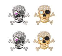 CONCHLERY Skull Cufflinks for Men Gothic Punk Skull and Crossbone Design Alloy Cufflink with Rhinestone Jewelry Accessories for Wedding Party Birthday Groom Business Elegant Gift
