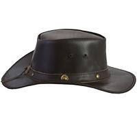 Concho Stud Brown Real Leather Aussie Western Style Cowboy Bush Hat Rodeo