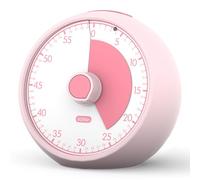 Conchstar Visual Timer for Kids (Silent Analog Clock, 60-Minute Countdown) for Classroom Learning, Teachers, Children with ADHD/Autism, Homeschooling (Pink)