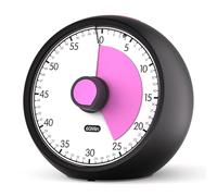 Conchstar Visual Timer for Kids - Silent Timer Analog 60-Minute Countdown for Classroom Learning, Teachers, Children with ADHD/Autism, Homeschooling (Black Pink)