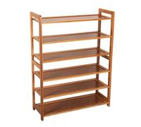 Concise Bamboo Shoe Rack - 6-Tier Wooden Space-Saving Design Natural Wood Color Stylish Storage Solution for Entryway Hallway and Closet