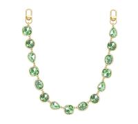 Concise Royal Plated Gold Clear Pink Blue Emerald Multicolor Gemstone Keychain Charms Chain for Handbag, Green, Medium