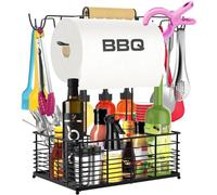 CONCONS Grill Caddy, BBQ Caddy for Outdoor Grill, Picnic & Camping Accessories, Outdoor Kitchen Accessories for Camper, Camping Essentials, Outdoor Utensil Caddy, Condiment Organizer Caddy