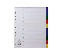 Concord 67199 A4 Extra Wide 10-Part Numbered Dividers - Assorted Colours