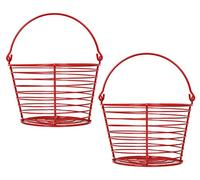 CONCORD 8" Egg Basket For Storage Collecting and Transporting Chicken and Duck Eggs. Farm Grade Wire Baskets. 2 Pack (Red)