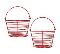 CONCORD 8"""" Egg Basket For Storage Collecting and Transporting Chicken and Duck Eggs. Farm Grade Wire Baskets. 2 Pack (Red)
