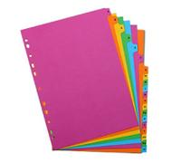 Concord A - Z Alphabetical Dividers A4 Assorted 20 Part 160 gsm Cardboard 11 Holes Pack of 20