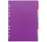 Concord Blank Dividers A4 Assorted 10 Part 320 gsm Cardboard 11 Holes 10 Sheets