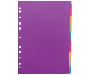Concord Blank Dividers A4 Assorted 10 Part 320 gsm Cardboard 11 Holes 10 Sheets
