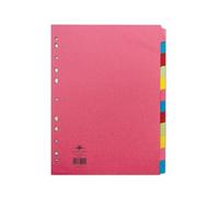 Concord Bright Subject Dividers 12-Part Card Multipunched 160gsm A4 Assorted Ref 50999+Finchley Pen Free