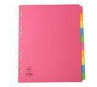 Concord Bright Subject Dividers Europunched 10-Part Extra Wide A4 Assorted Ref 52299