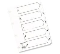 Concord Classic Index Mylar-Reinforced Punched 2 Holes 1-5 A5 White Ref 07001/CS70