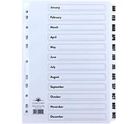 Concord Classic Jan - Dec Alphabetical Dividers A4 White 12 Part Cardboard 11 Holes