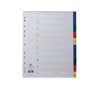 Concord 67199 A4 Extra Wide 10-Part Numbered Dividers - Assorted Colours