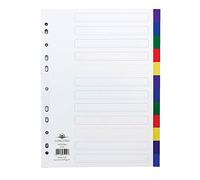 Concord Plastic Subject Dividers Polypropylene 120 Micron Europunched 12-Part A4 Assorted Ref 65999