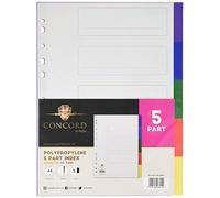 Concord Subject Dividers Polypropylene Europunched 5-Part A4 - 06801