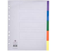 Concord Punched Pocket Dividers Plastic Multicolour-tabbed 5-Part Extra Wide A4 White Ref 66099