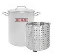 CONCORD Stainless Steel Stock Pot w/Steamer Basket. Cookware great for boiling and steaming (24 Quart)