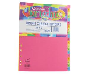 Concord TS-110569 Europunched Bright Subject A-Z Divider, A4
