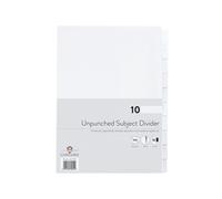 Concord 10-Part Presentation Divider Unpunched A4 White (10 Pack)