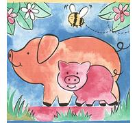 Concord Wallcoverings Wallpaper Border Cartoon Pattern Cows Ducks Pigs Flowers Bees for Kid's Bedroom Playroom, Blue Green Pink, 15 Feet by 7.25 Inches 329B39908