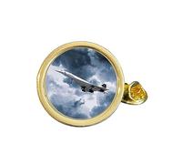 Concorde Aeroplane on Storm Clouds Gold Plated Domed Lapel Pin Badge in Gift Bag