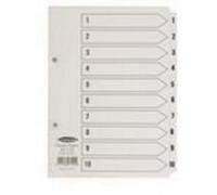 Concorde Concord Classic Index Mylar-Reinforced Punched 2 Holes 1-10 A5 White Ref 07101/cs71