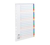 Concorde Concord Plastic Index Polypropylene 120 Micron Europunched A-Z Extra Wide A4 Assorted Ref 67099